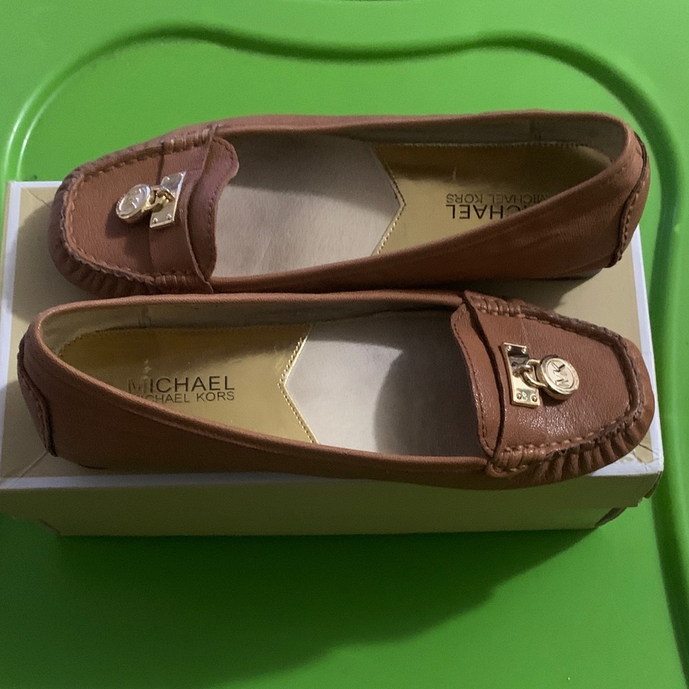 Michael Kors Tan Loafers with Gold Accents